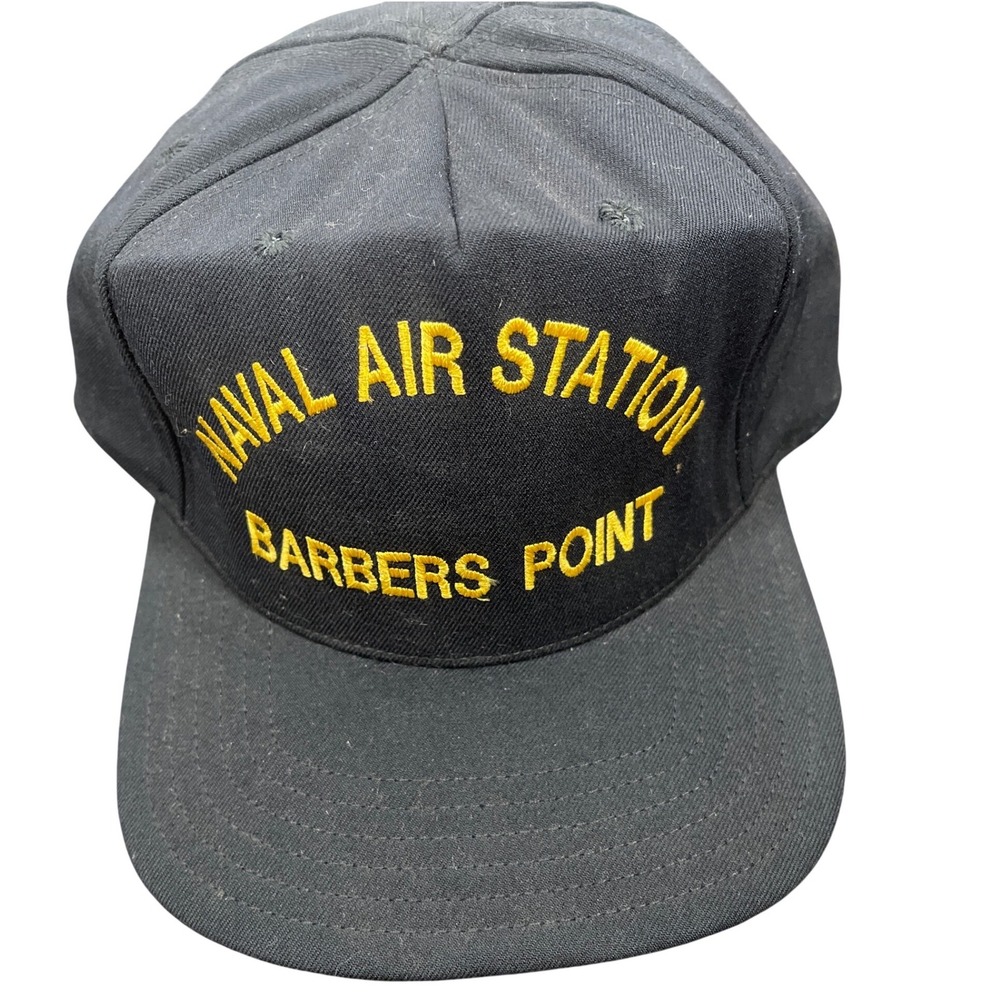 Vintage Naval Air Station Barbers Point Snapback Hat Navy Blue Military Cap